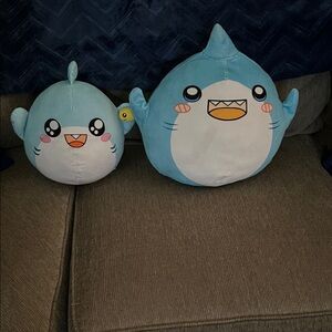 Lanky Box Cute Blue Shark and Fish Plush Set for Pets